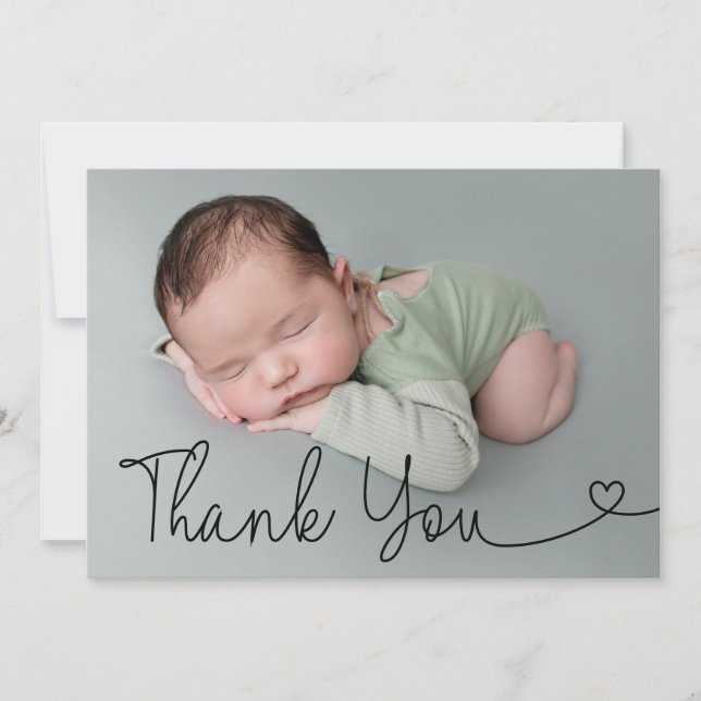 Simple Thank you Script Baby photo  Announcement (Front)