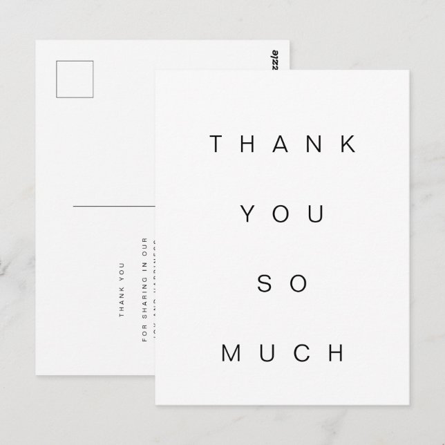 Simple Thank You So Much Flat Postcard (Front/Back)