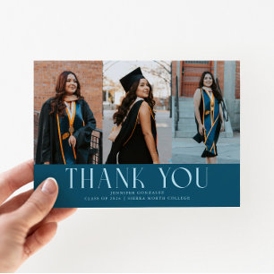 Simple Thank You Teal Grad Multi Photo Announcement