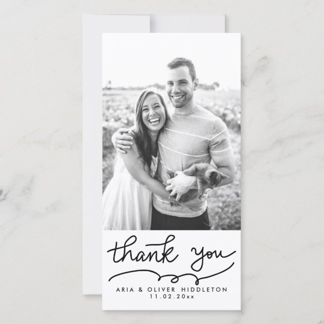 Simple Thank You Typography Wedding Card (Front)