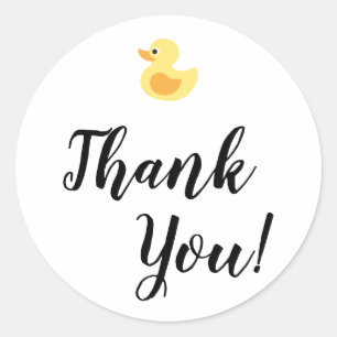 Simple Thank You Typography with Rubber Duck Classic Round Sticker