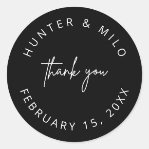 Simple Thank You Wedding Favour Labels Sticker