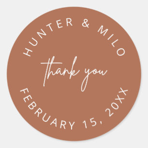 Simple Thank You Wedding Favour Labels Sticker