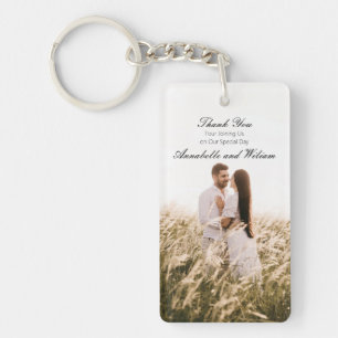 Simple Thank You Wedding Favour Photo of Couple Ke Key Ring