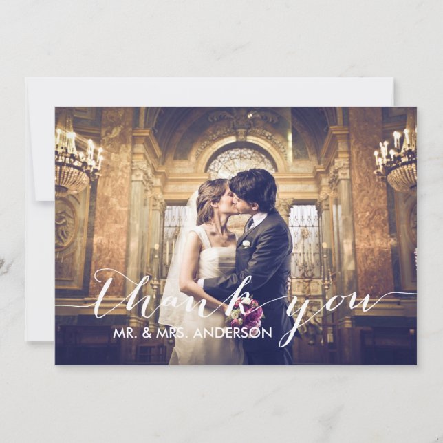 Simple Thank You Wedding Photo Card (Front)