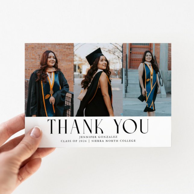 Simple Thank You White Grad Multi Photo Announcement (Creator Uploaded)