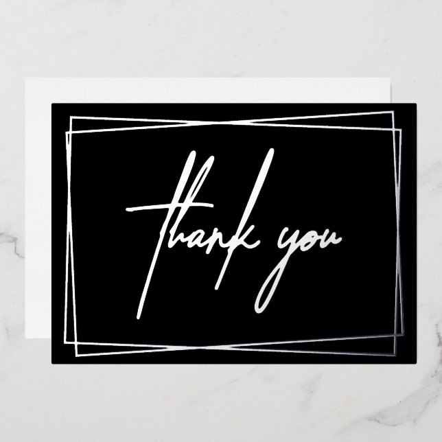 Simple Thank You with Frame Foil Invitation (Front/Back)