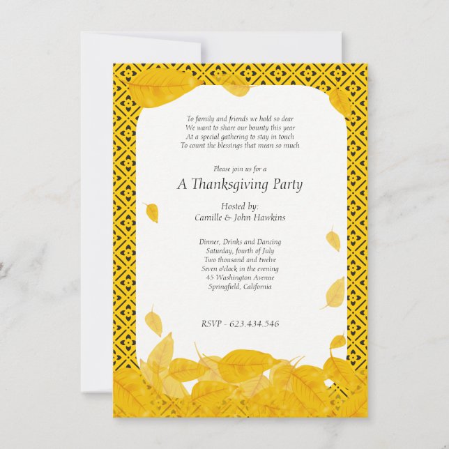 Simple Thanksgiving Dinner Party Invitation (Front)
