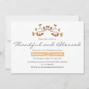 Simple Thanksgiving Dinner watercolor flower fall Invitation