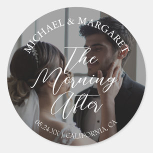 Simple The Morning After Rehearsal Dinner Photo Classic Round Sticker
