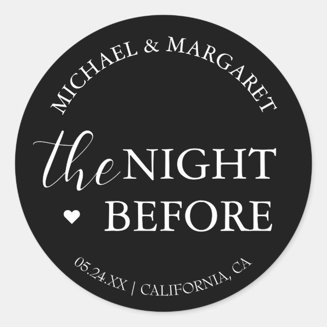Simple The Night Before Rehearsal Dinner Classic Round Sticker (Front)