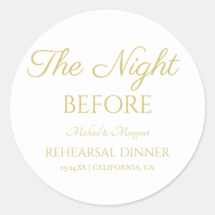 Simple The Night Before Rehearsal Dinner Classic Round Sticker