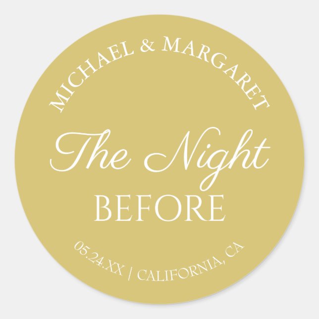 Simple The Night Before Rehearsal Dinner Classic Round Sticker (Front)
