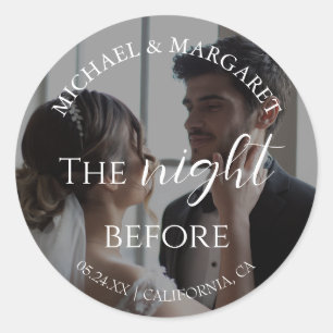 Simple The Night Before Rehearsal Dinner Photo Classic Round Sticker