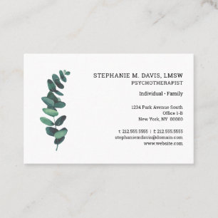 Simple Therapist Eucalyptus European Business Card