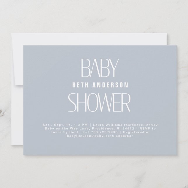 Simple Things Dusty Blue Baby Shower Invitation (Front)