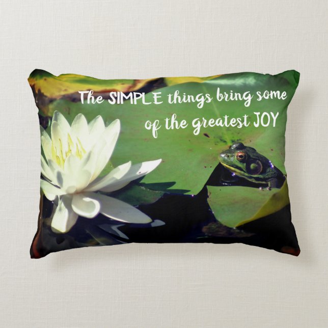 Simple Things Frog Inspirational Quote Decorative Cushion (Front)