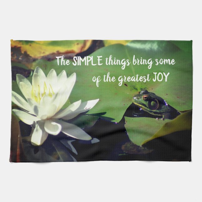 Simple Things Frog Inspirational Quote  Tea Towel (Horizontal)