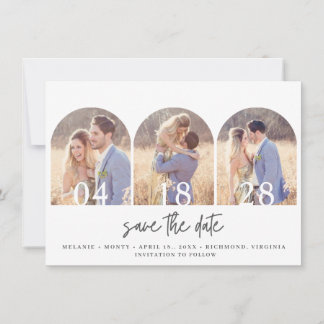 Simple Three Arch Photo Wedding Save The Date
