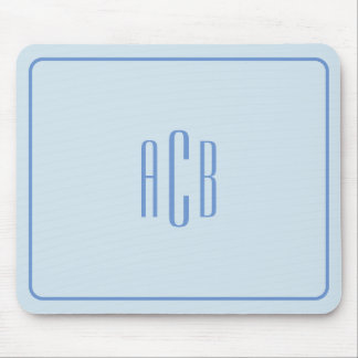 Simple Three Letter Blue Monogram Border Mouse Pad