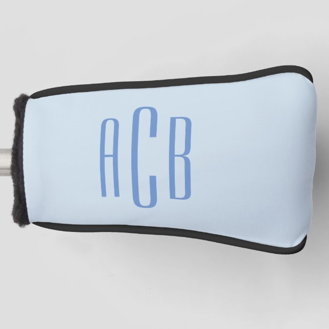 Simple Three Letter Blue Monogram Golf Head Cover (Front)