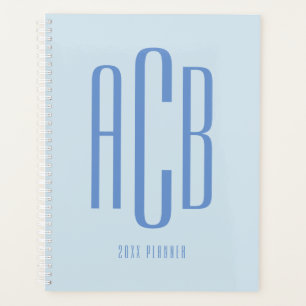 Simple Three Letter Blue Monogram Planner