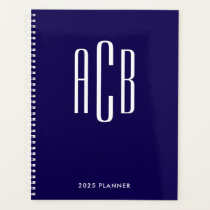 Simple Three Letter Monogram Dark Blue Planner