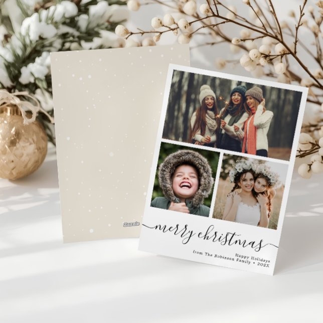 Simple three photo merry christmas card (Creator Uploaded)