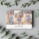 Simple Three Photo Wedding Save the Date<br><div class="desc">Simple three photo collage design wedding save the dates. Share three of your favourite engagement photos with this photo collage wedding save the date card.</div>