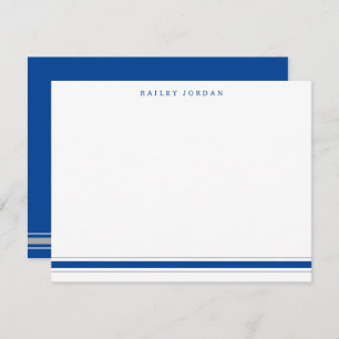 Simple Three Stripes Blue Grey Men's Stationery Card