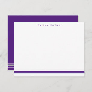 Simple Three Stripes Purple Grey Men's Stationery Card