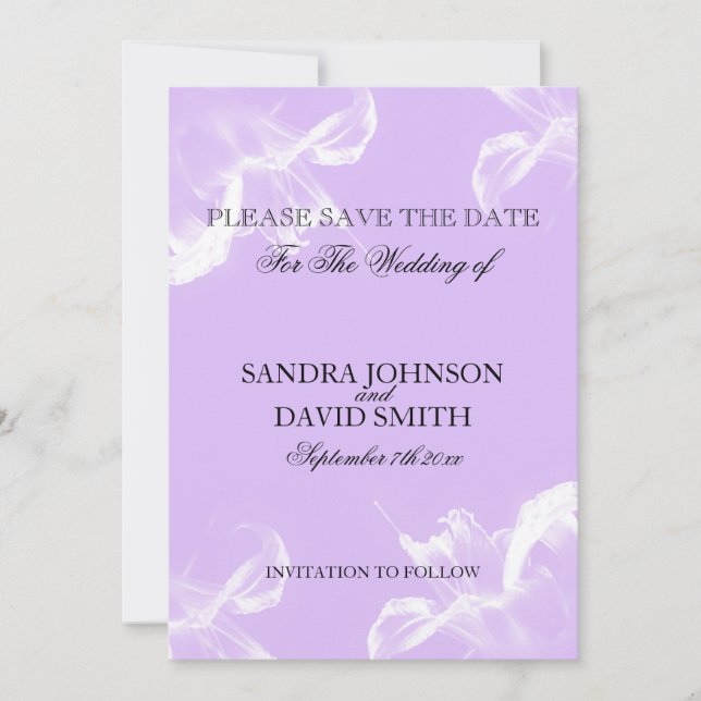 Simple Tiger Lily Floral Save The Date (Front)