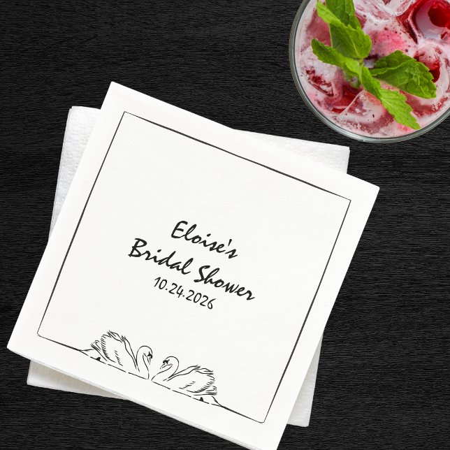 Simple Timeless Handwritten Swan Bridal Shower  Napkin (Creator Uploaded)