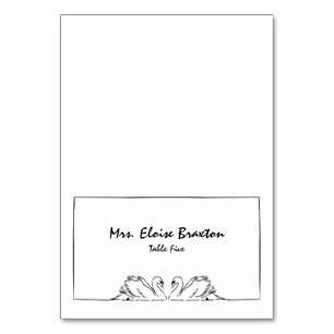 Simple Timeless Handwritten Swan Illustration  Table Number