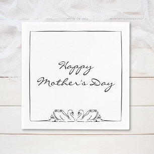 Simple Timeless Handwritten Swan Mother's Day   Napkin