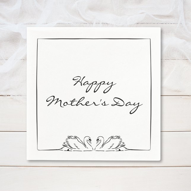 Simple Timeless Handwritten Swan Mother's Day   Napkin (Creator Uploaded)