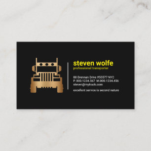 Simple Timeless Retro Gold Semi Truck Business Card