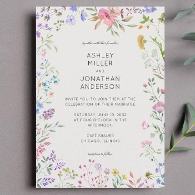 Simple, Timeless Wildflower Alabaster Wedding Invi Invitation (Creator Uploaded)