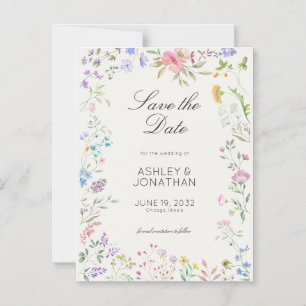 Simple, Timeless Wildflower Alabaster Wedding Magnetic Invitation