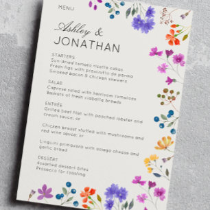 Simple, Timeless Wildflower Alabaster Wedding Menu