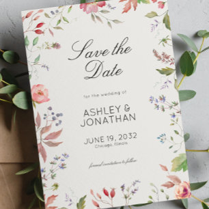Simple, Timeless Wildflower Alabaster Wedding Save The Date
