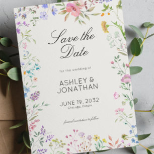 Simple, Timeless Wildflower Alabaster Wedding Save The Date