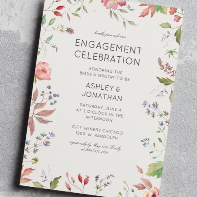 Simple, Timeless Wildflower Engagement Party Invitation (Creator Uploaded)