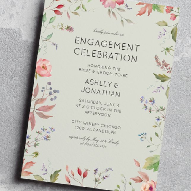 Simple, Timeless Wildflower Engagement Party Invitation (Creator Uploaded)