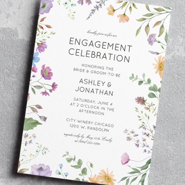 Simple, Timeless Wildflower Engagement Party Invitation (Creator Uploaded)