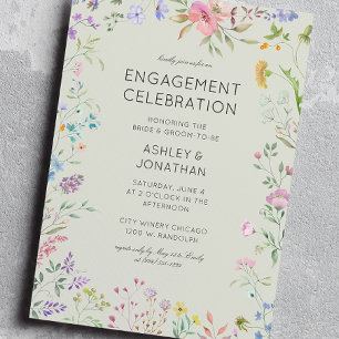 Simple, Timeless Wildflower Engagement Party Invitation