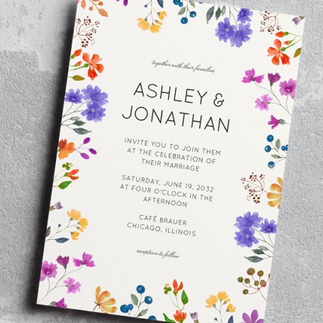 Simple, Timeless Wildflower Ivory White Wedding Invitation (Creator Uploaded)