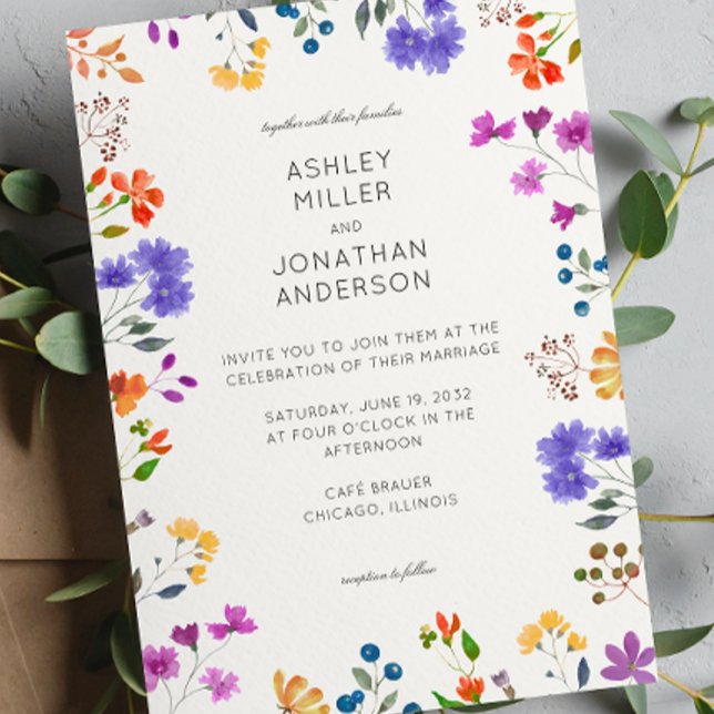 Simple, Timeless Wildflower Ivory White Wedding Invitation (Creator Uploaded)