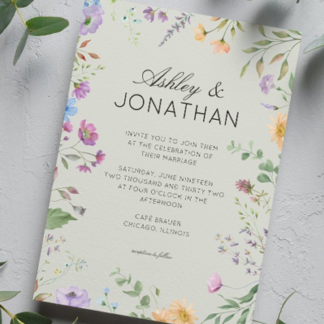 Simple, Timeless Wildflower Sage Green Wedding Invitation (Creator Uploaded)