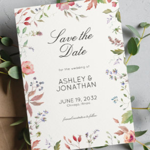 Simple, Timeless Wildflower Soft White Wedding Save The Date